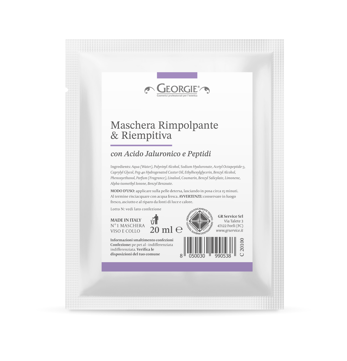 Maschera Rimpolpante e Riempitiva con Acido Ialuronico e Peptidi