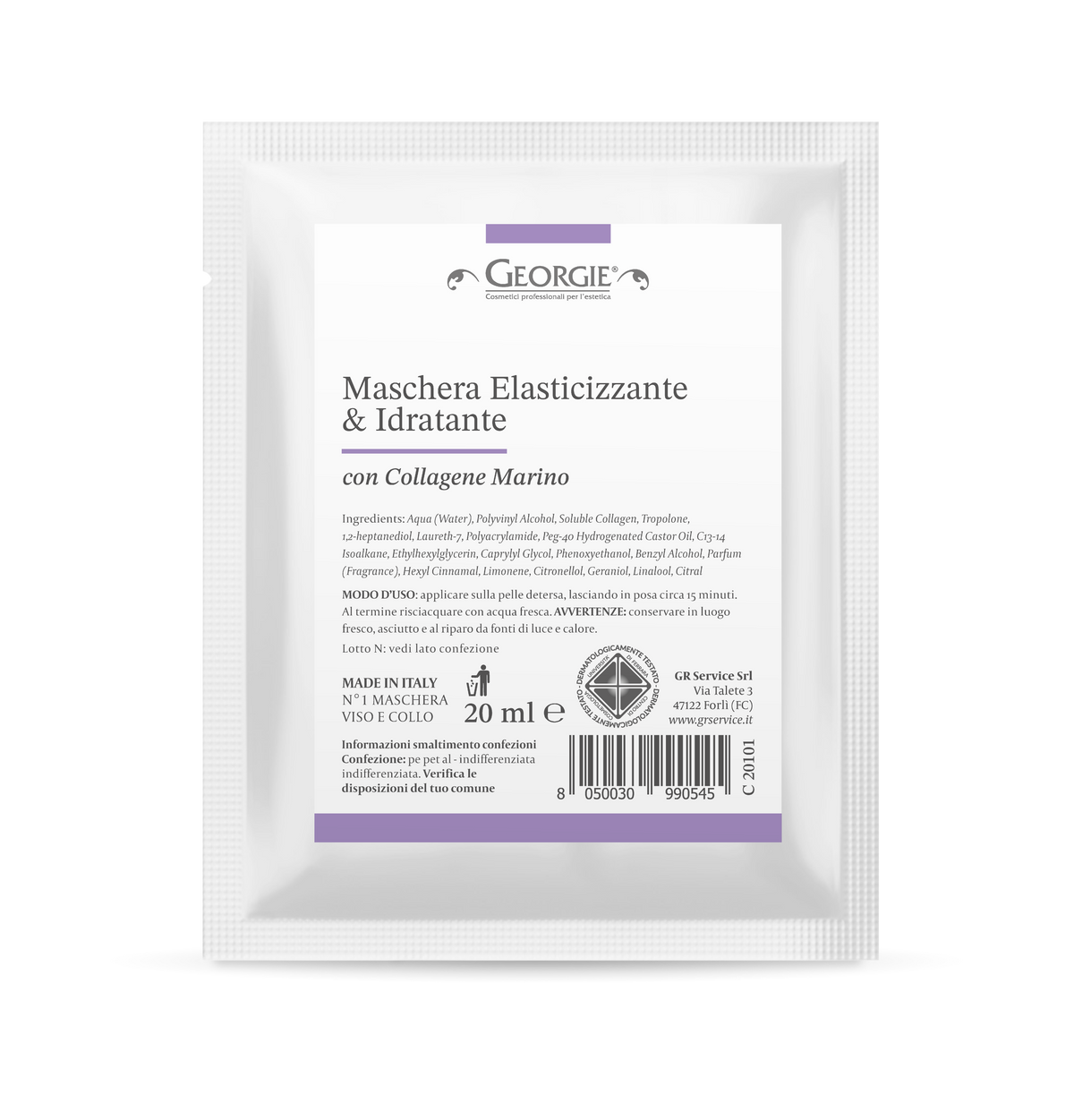 Maschera imbibita in cellulosa Elasticizzante e Idratante con Collagene Marino