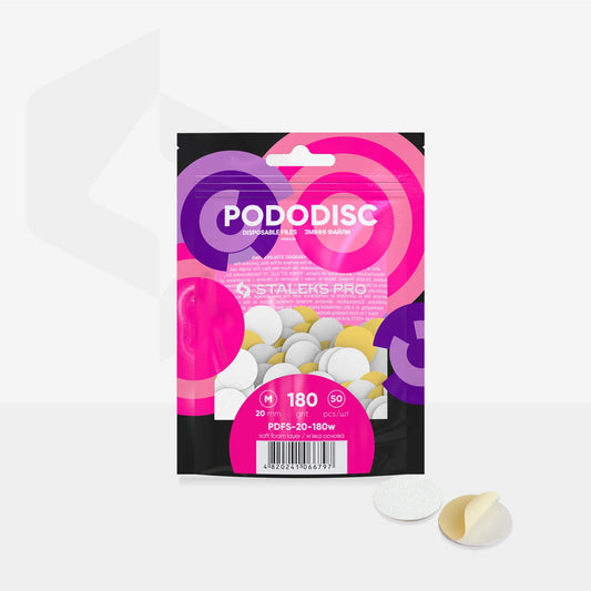 Staleks Ricambi su base morbida per il disco per pedicure PODODISC STALEKS PRO M, grana 180 (50 pz.), colore bianco
