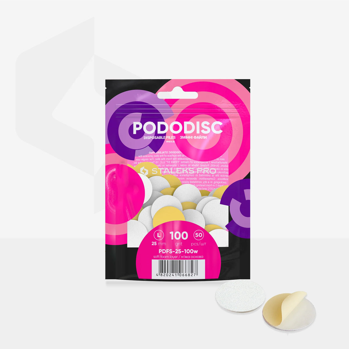 Staleks Ricambi su base morbida per il disco per pedicure PODODISC STALEKS PRO L, grana 100 (50 pz.), color bianco