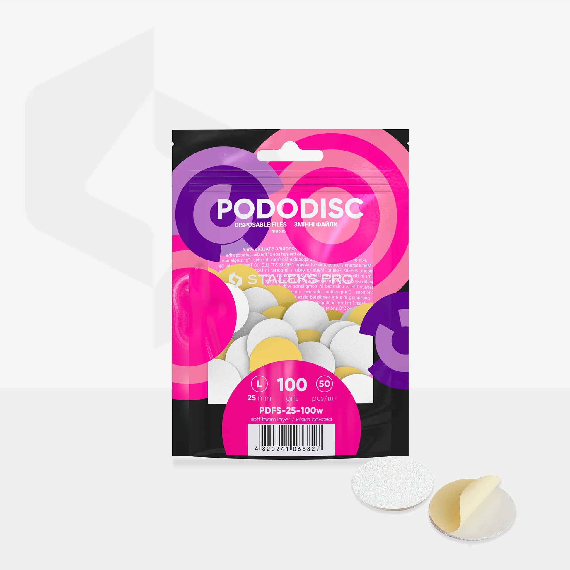 Staleks Ricambi su base morbida per il disco per pedicure PODODISC STALEKS PRO L, grana 100 (50 pz.), color bianco