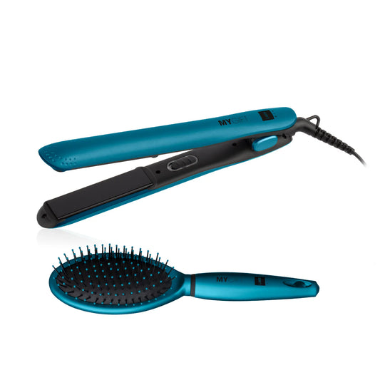 MY GIFT KIT PIASTRA PROFESSIONALE + SPAZZOLA IN COLORE OTTANIO