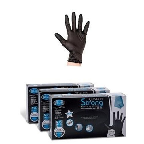 Ro.ial Guanti in Nitrile Strong Neri – Taglia S, M, L – 100 Pezzi