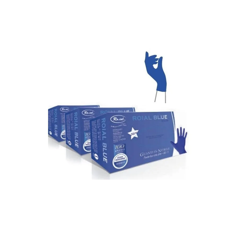 Ro.ial Guanti Monouso in Nitrile Blu Non Talcati – Taglia S, M, L – 100 Pezzi