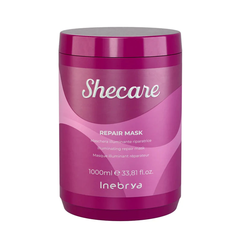 INEBRYA SheCare Repair Maschera Illuminante Riparatrice per Capelli Danneggiati, Trattati e Privi di Vitalità 1000 ml
