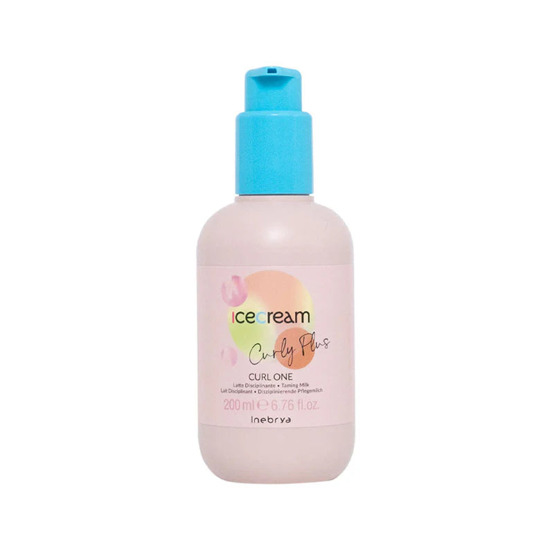 INEBRYA Ice Cream Curly Plus Latte Disciplinante per Capelli Ricci, Mossi e Permanentati 200 ml